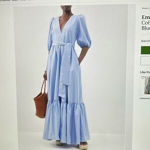 Emporio Sirenuse Terenzia Cotton-poplin Maxi Dress - Light Blue.
